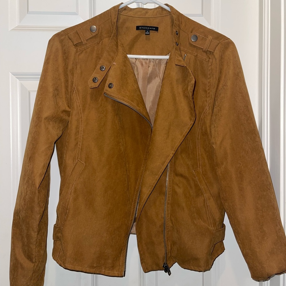 Tan suede moto jacket